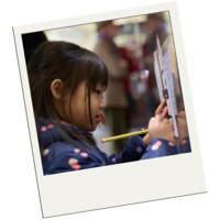 Young girl following Mission Morse Code trail